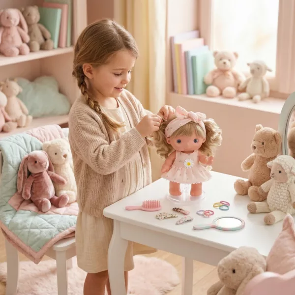 Детска кукла Piu Ема с дълга коса за ресане и аксесоари винил 26 см