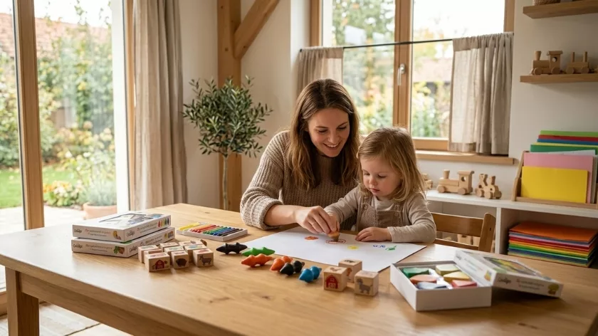 Творчески комплекти Crea Lign с дървени печати и рисунки за творческа игра