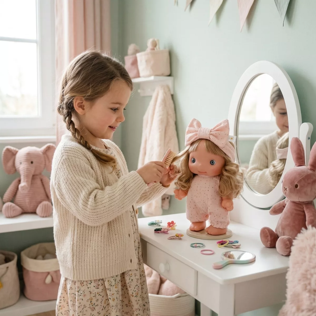 Детска кукла Piu Софи с дълга коса за ресане и аксесоари винил