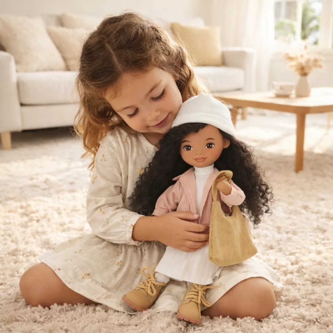 Мека кукла Тина Sweet Sisters с розово яке бяла рокля и чанта игра с дете