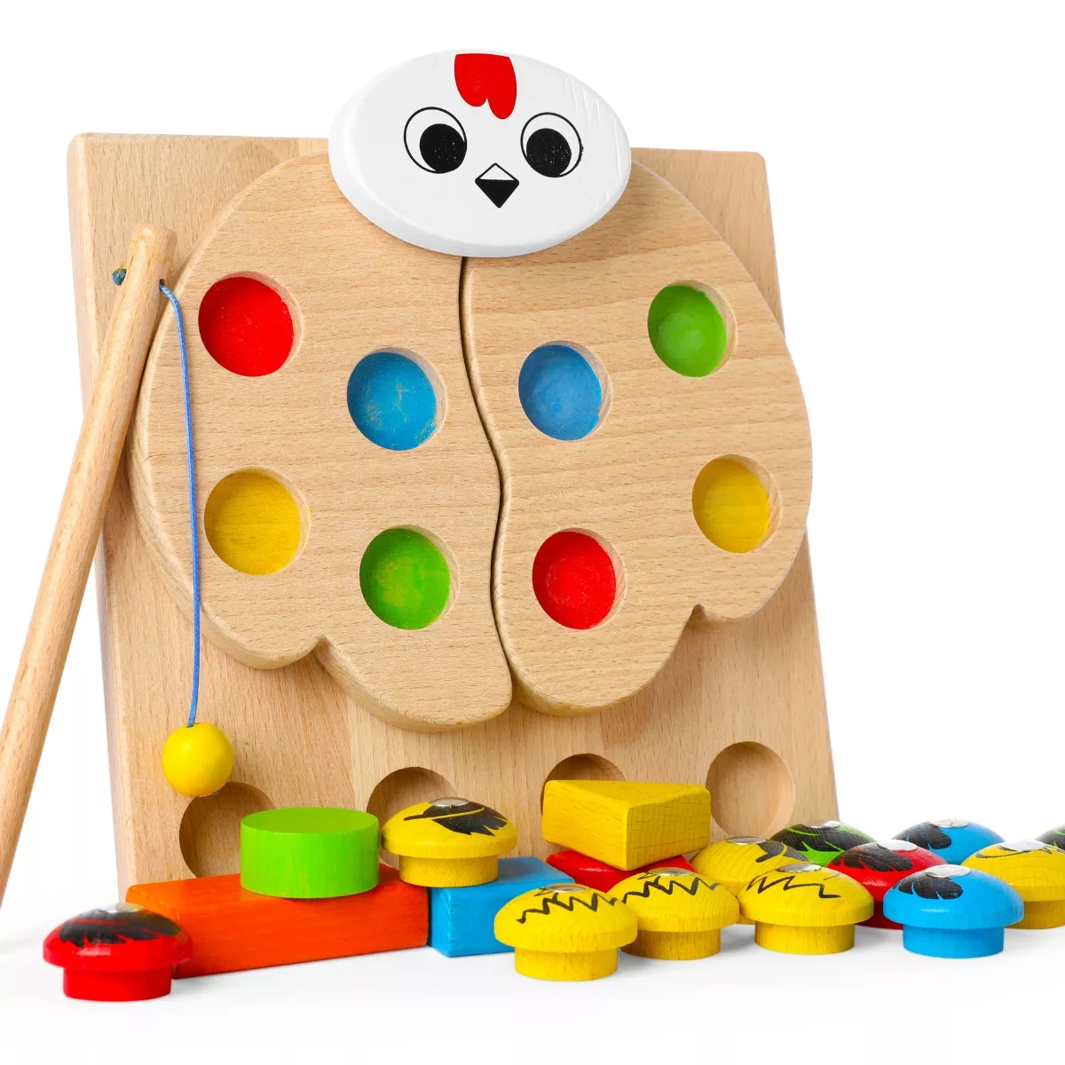 Дървена образователна играчка пеперуда сортер с цветни топчета за бебета