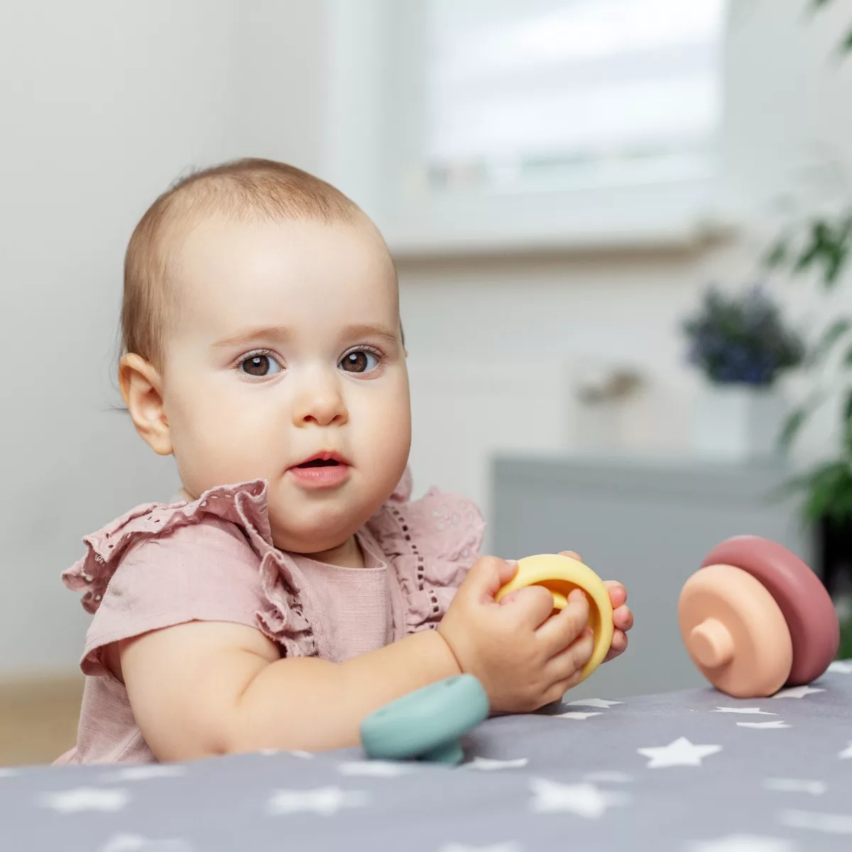 Бебешки рингове за подреждане пастелни цветове от безопасен силикон за бебета