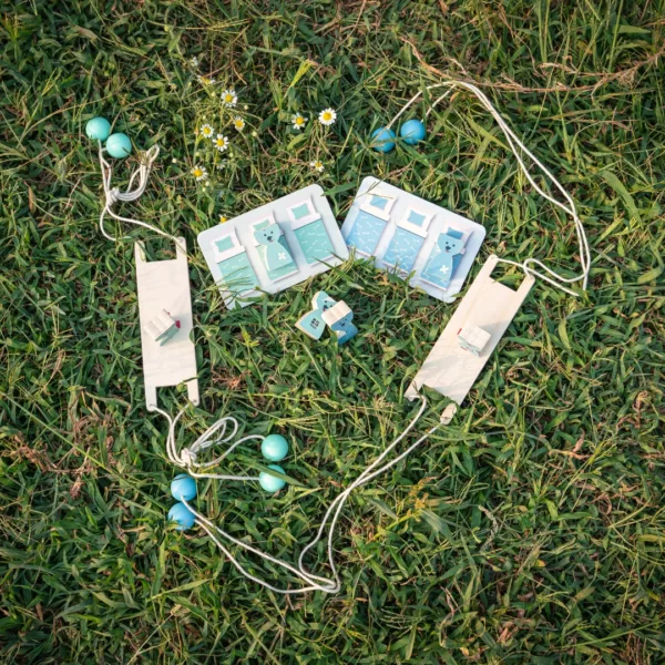 Спасителна щафета с кученца SOS Мисия BS Toys дървени елементи синьо зелени 4+ години