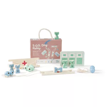 Спасителна щафета с кученца SOS Мисия BS Toys дървена игра синя 4+ години