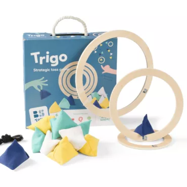 Стратегическа игра за хвърляне Trigo с дървени рингове и текстилни торбички