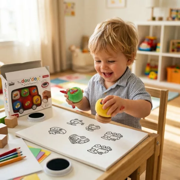 Дете рисува с печати транспорт – творчески комплект печати Превозни средства Crea Lign