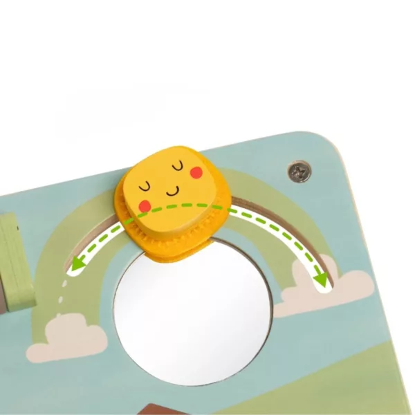 Дървен бизиборд ферма слънце и огледало подвижни елементи цветен дърво 12м+