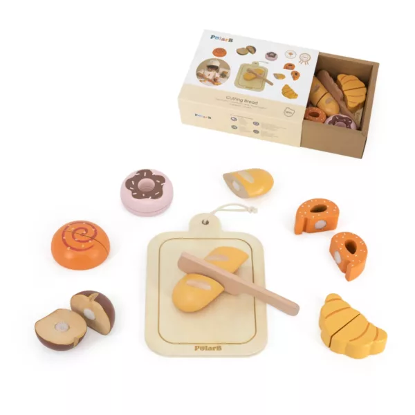 Дървен комплект за закуска PolarB игра за рязане на храна с нож и дъска