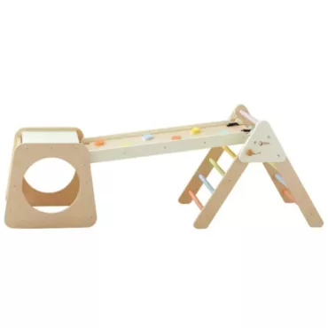 Сгъваема дървена катерушка 5 в 1 Classic World с пързалка и стълба натурално дърво