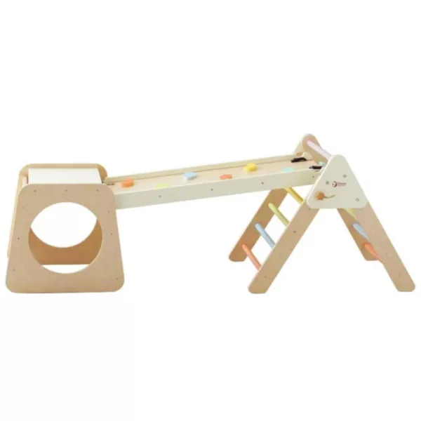 Сгъваема дървена катерушка 5 в 1 Classic World с пързалка и стълба натурално дърво