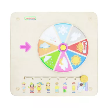Дървена образователна дъска за времето Masterkidz със сезони и облекло Монтесори игра 3+