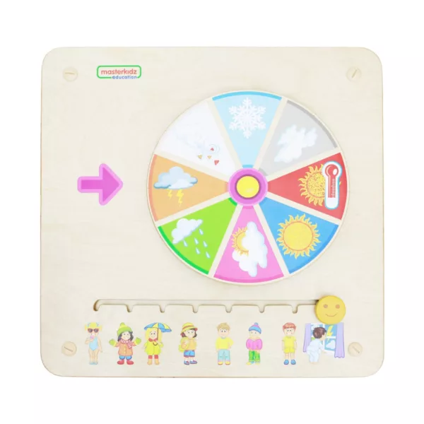 Дървена образователна дъска за времето Masterkidz със сезони и облекло Монтесори игра 3+