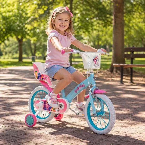 Детски велосипед 14 инча My Little Pony розово син с помощни колела за момиче