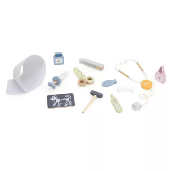 Детски ветеринарен комплект PolarB с аксесоари дървен цветен за деца 3+