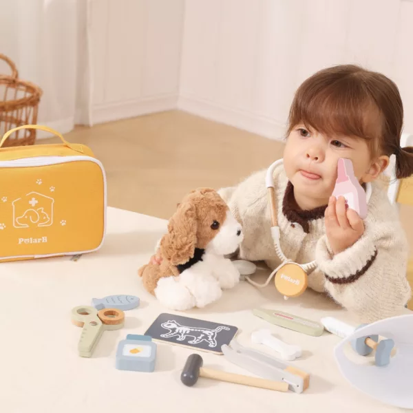 Детски ветеринарен комплект с уред за преглед и куче игра за деца