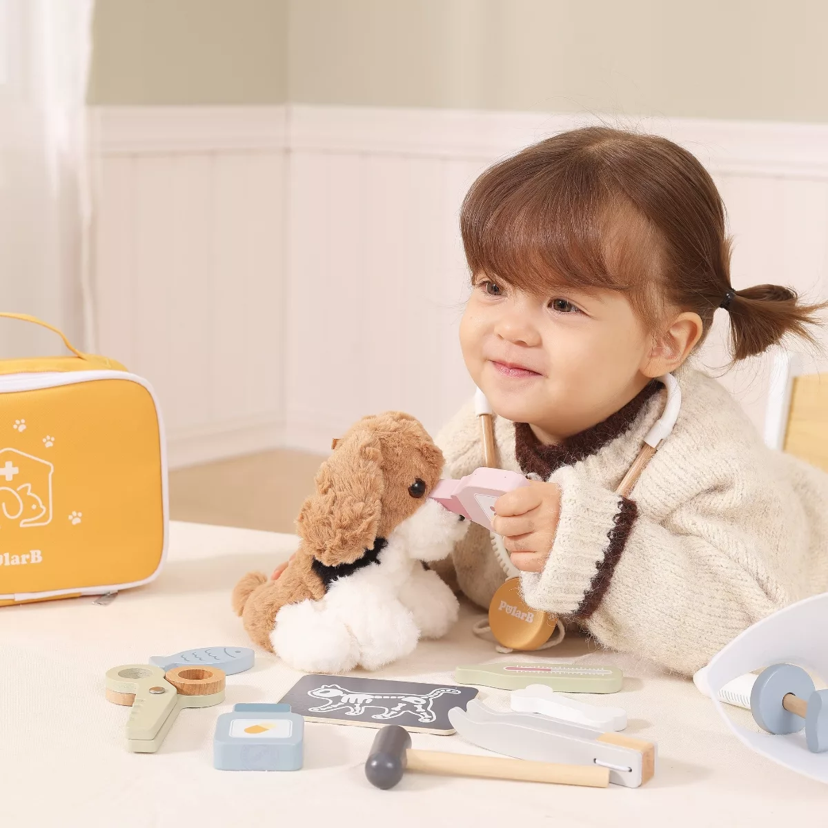 Детски ветеринарен комплект със стетоскоп PolarB за игра на доктор за деца