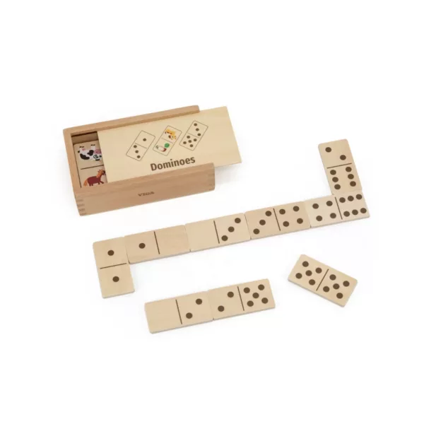 Дървено домино 2 в 1 Viga Toys с точки подредено за игра и обучение