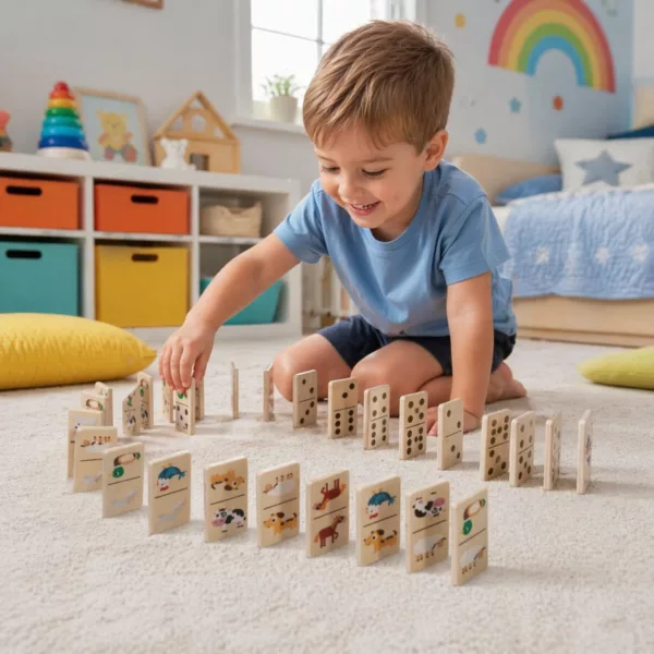 Дървено домино 2 в 1 Viga Toys образователна игра с животни за деца 3+