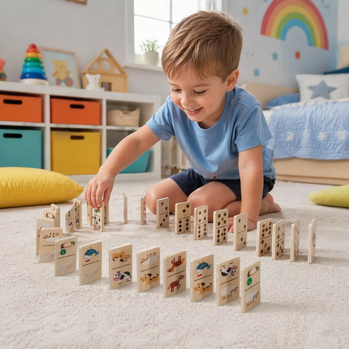 Дървено домино 2 в 1 Viga Toys образователна игра с животни за деца 3+