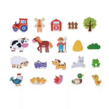 Магнитен комплект ферма с животни трактор и фермер Viga Toys дървени магнити