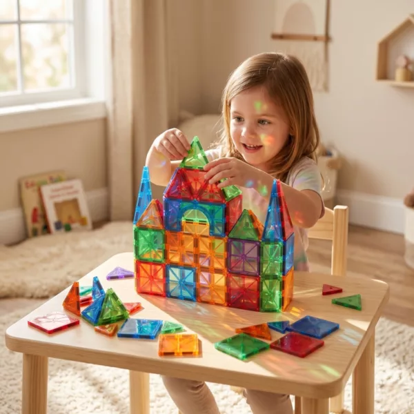 Магнитен конструктор 3D Монтесори цветни блокчета Jolly за деца 3+ години