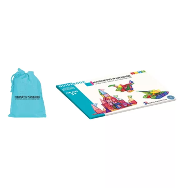 Магнитен конструктор 3D Jolly с торбичка и книжка за идеи цветни части