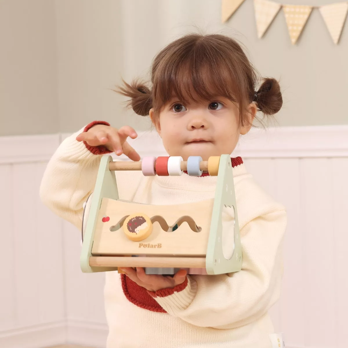Дървен Монтесори триъгълник с активности 5в1 PolarB цветен дърво играчка за деца 18 месеца
