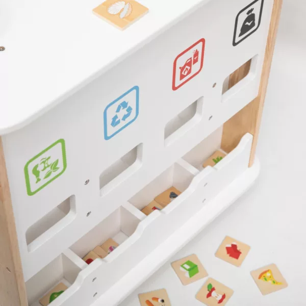 Монтесори игра за сортиране отпадъци Viga Toys с дървени карти и контейнери