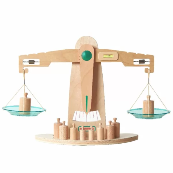 Монтесори дървена везна с тежести Masterkidz образователна игра за баланс и математика деца 3+
