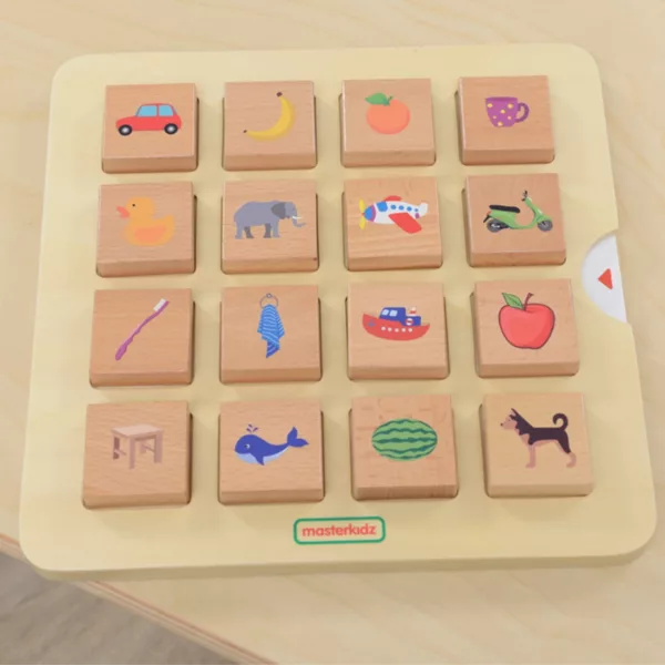 Дървена Монтесори дъска за сенки Masterkidz с животни и предмети за деца над 3 години