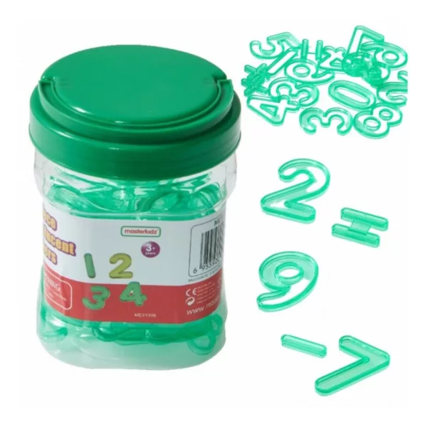 Монтесори прозрачни цифри за светлинен панел зелен комплект пластмаса за деца 3+