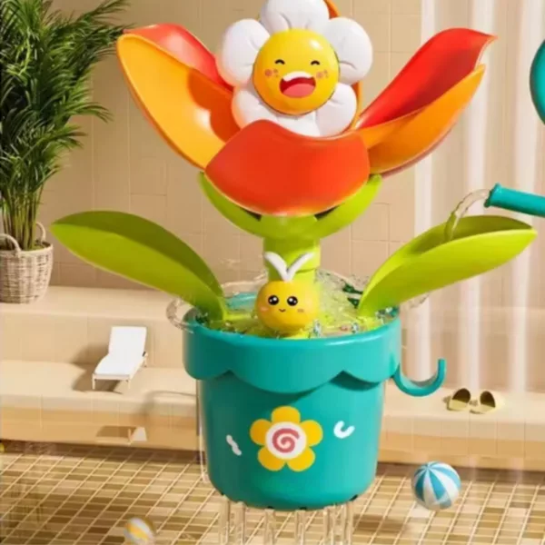 Сензорна играчка за баня цвете с лейка и воден ефект цветна пластмаса 18м+