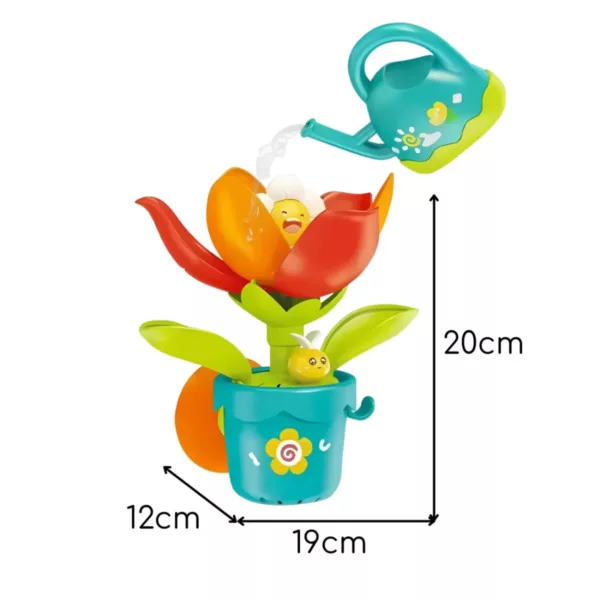 Сензорна играчка за баня цвете с лейка размери 20 см цветна пластмаса