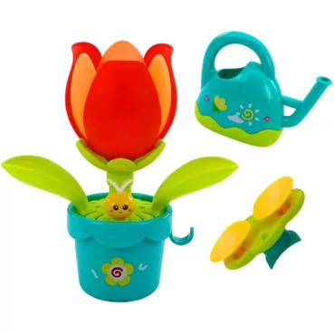 Сензорна играчка за баня цвете комплект с лейка и части цветна пластмаса