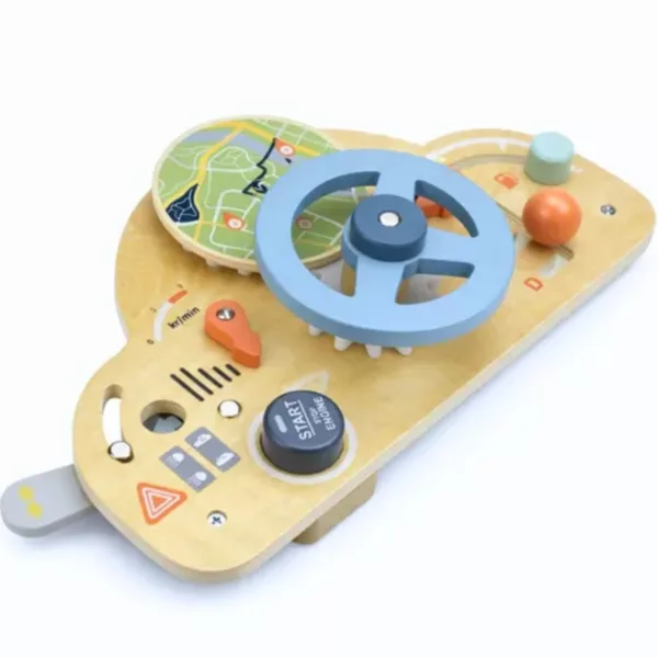 Дървена сензорна игра Волан Tooky Toy с въртящи елементи и скоростен лост