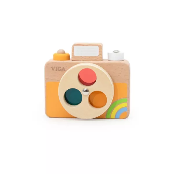 Дървен детски фотоапарат VIGA Toys с цветни филтри за ролева игра и забавление