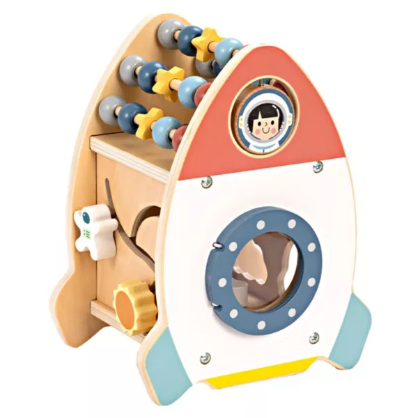 Образователна дървена ракета 6 в 1 Tooky Toy с мъниста и сортер форми