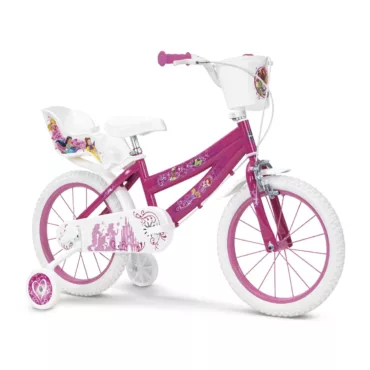 Детски велосипед 16 инча Disney Princess Huffy розов с помощни колела и седалка за кукла
