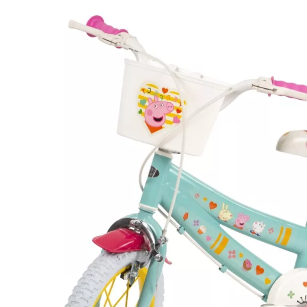 Детски велосипед 14 инча Peppa Pig Huffy зелен с кошница отпред за деца 4+