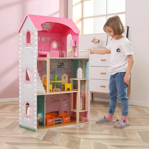 Голяма дървена къща за кукли Барби VIGA Toys за деца над 3 години