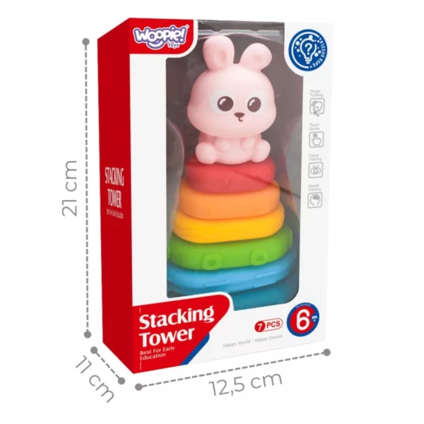 Кутия на бебешка сензорна пирамида Зайче Woopie с рингове 6м+