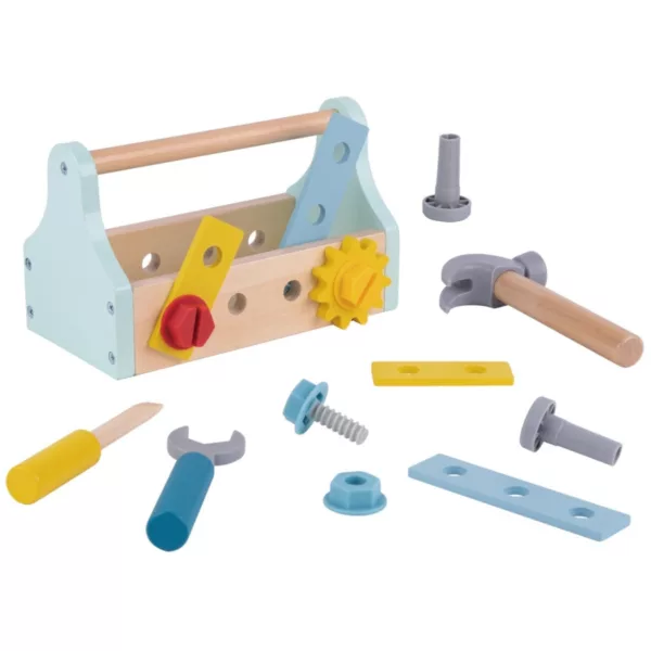 Дървена кутия Tooky Toy с детски инструменти и аксесоари за майсторски игри