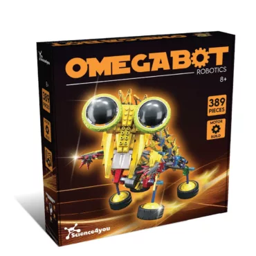 Опаковка STEM конструктор Omegabot Science4you с 389 цветни пластмасови части за 8+