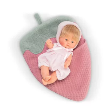 Кукла Bomboncin с розов гащеризон и текстилно чувалче ягодка Asi Dolls