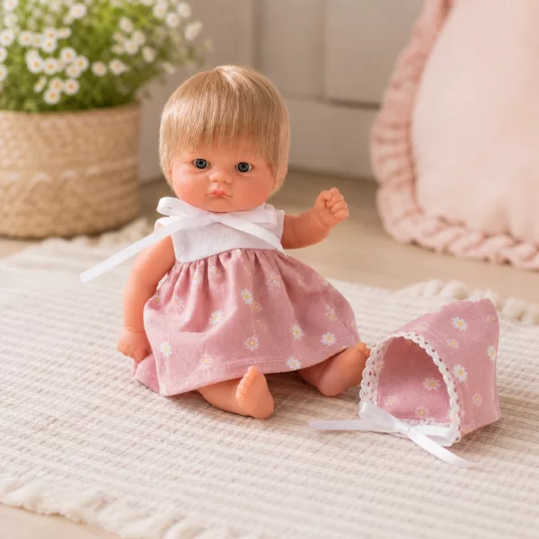 Кукла бебе Чикита 20 см с розова рокля на цветя Asi Dolls