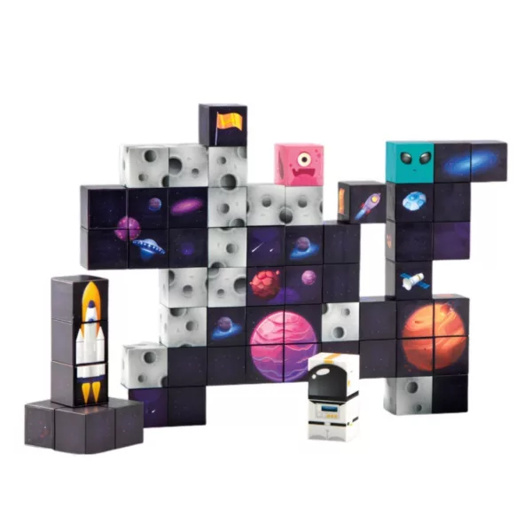 Космически 3D модел от магнитни кубчета Jolly с ракета, астронавт и планети