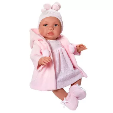Кукла-бебе Лея Asi Dolls 46 см с розово палто рокля и шапка