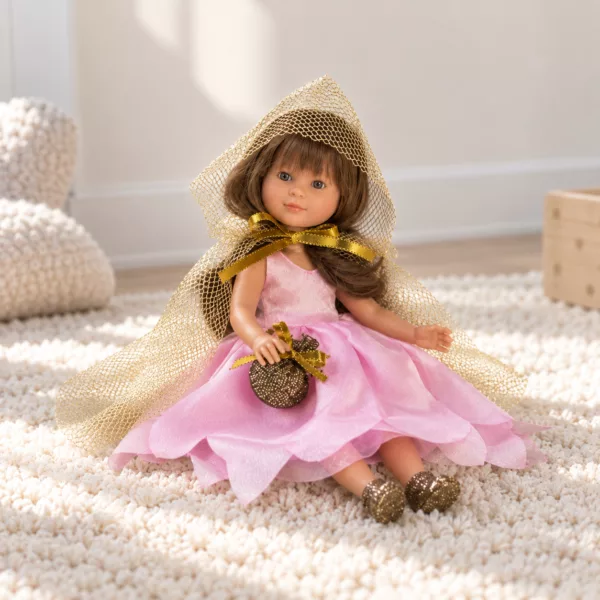 Кукла фея Силия 30 см с розова рокля и златно наметало Asi Dolls