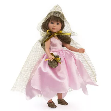 Кукла фея Силия Asi Dolls с розова рокля златна пелерина 30 см