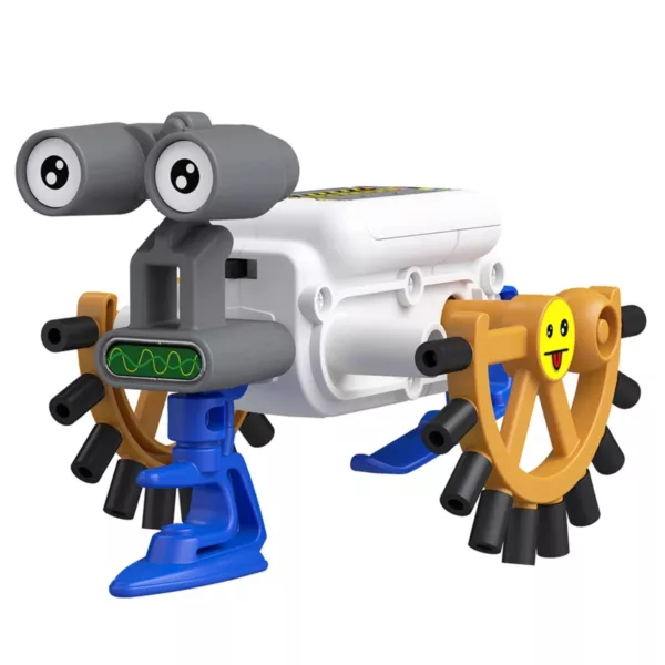 Сглобен робот ReBotz Scootz с големи очи, бял корпус и сини крачета.